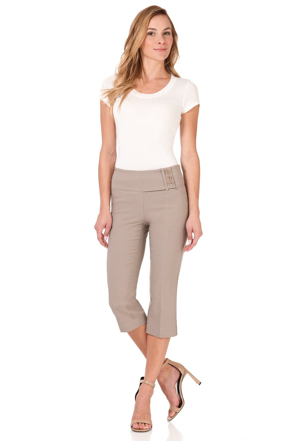 Slimming Capris with Wide Waist and Back Lacing