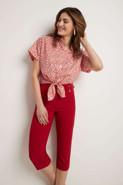 Slimming Capris with Wide Waist and Back Lacing