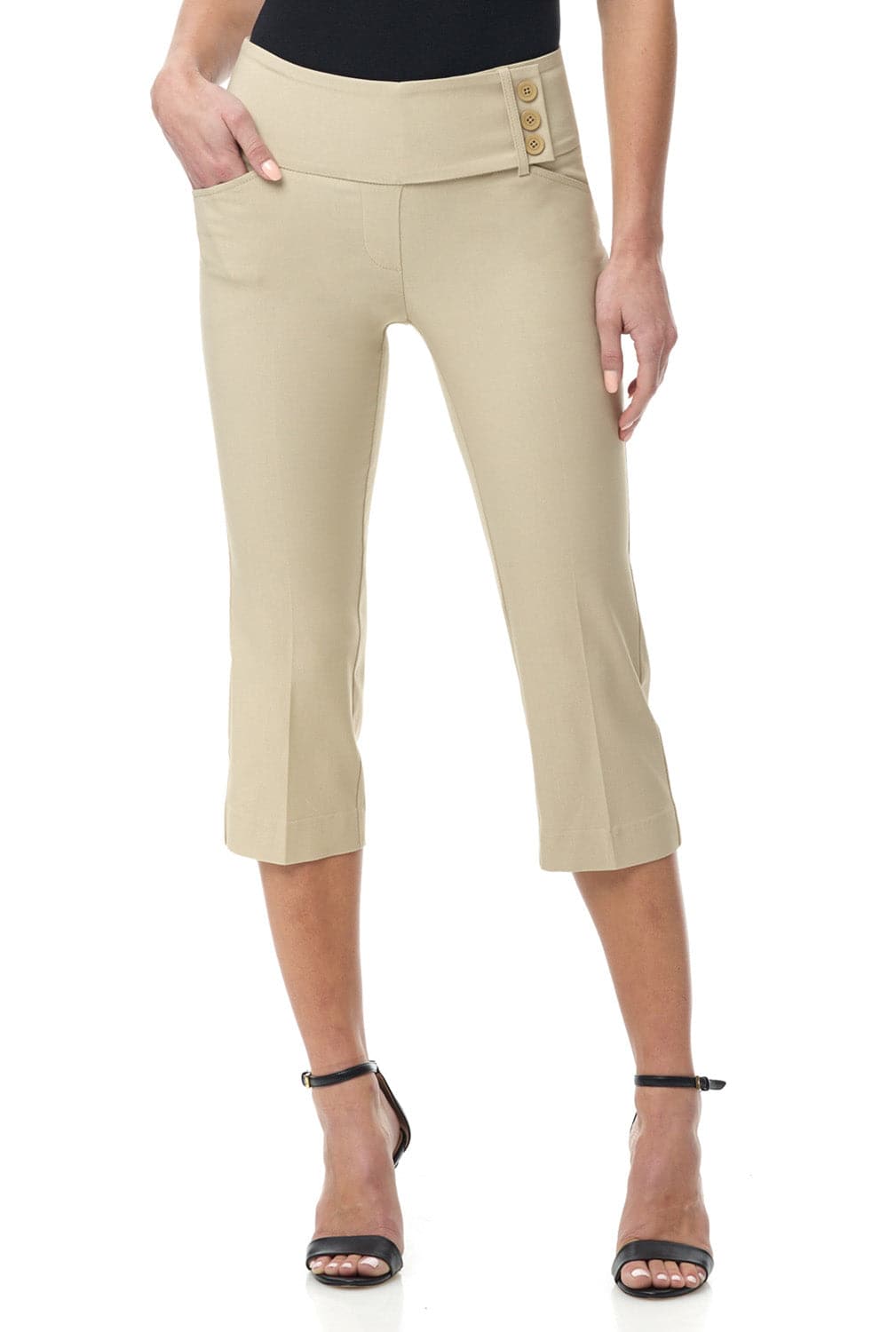 Slimming Capris with Wide Waist and Back Lacing