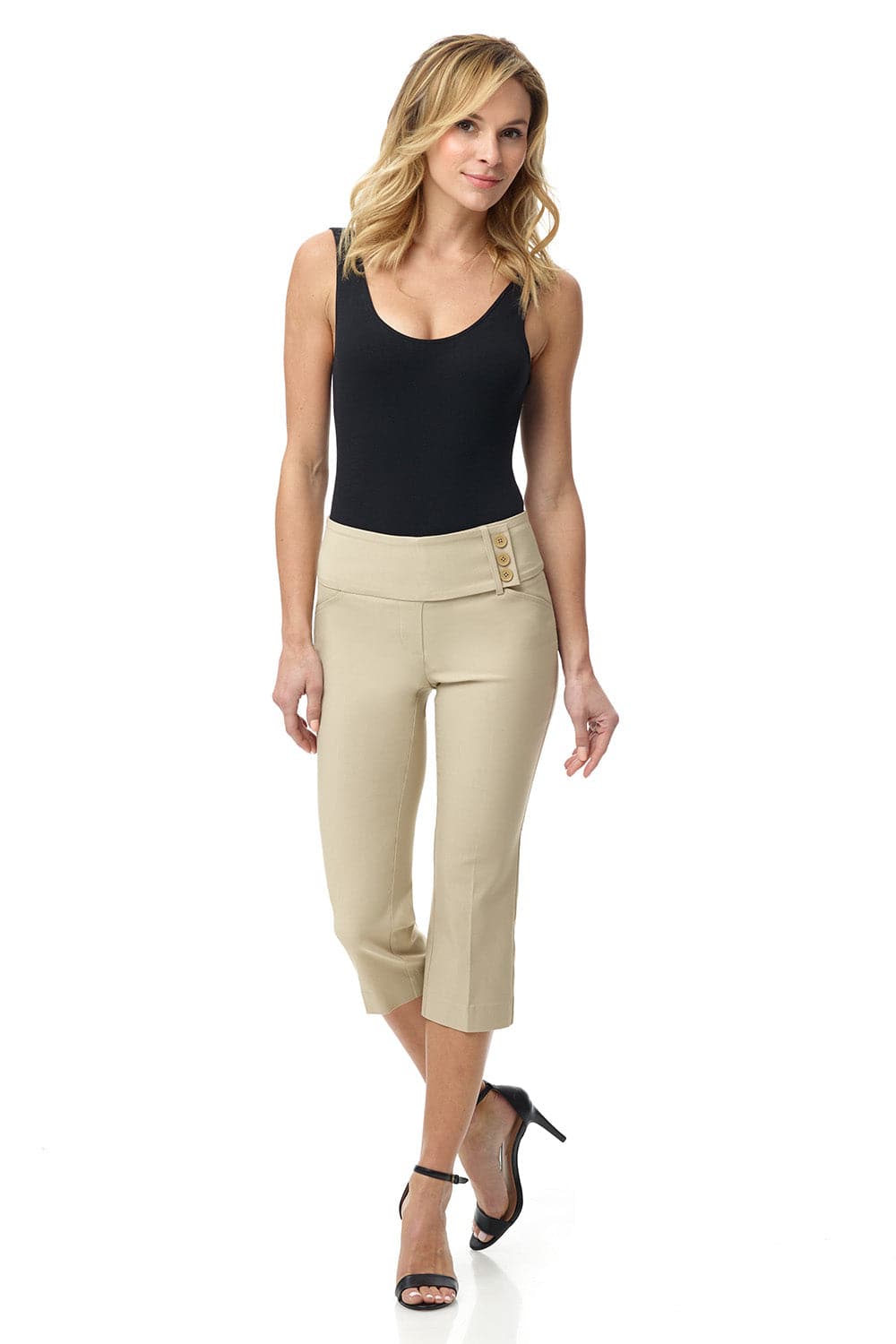 Slimming Capris with Wide Waist and Back Lacing