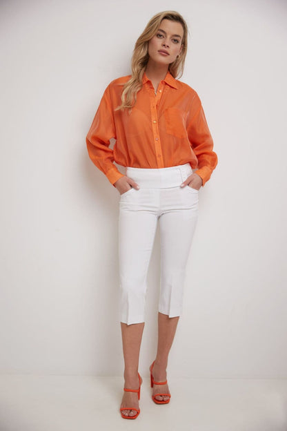 Slimming Capris with Wide Waist and Back Lacing