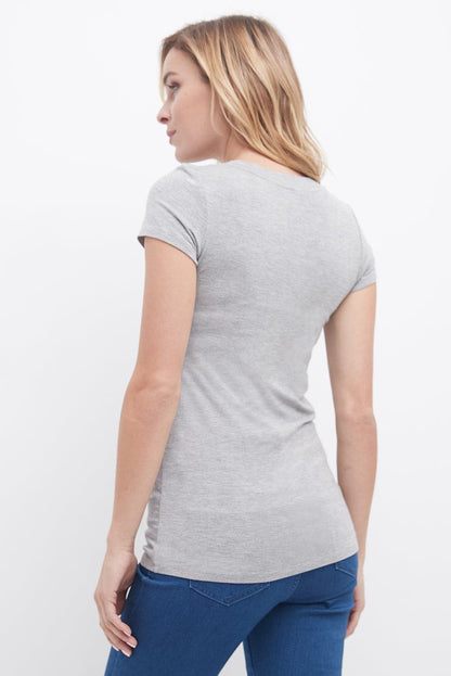 Short-Sleeve Business Casual T-Shirt with Scooped Neck