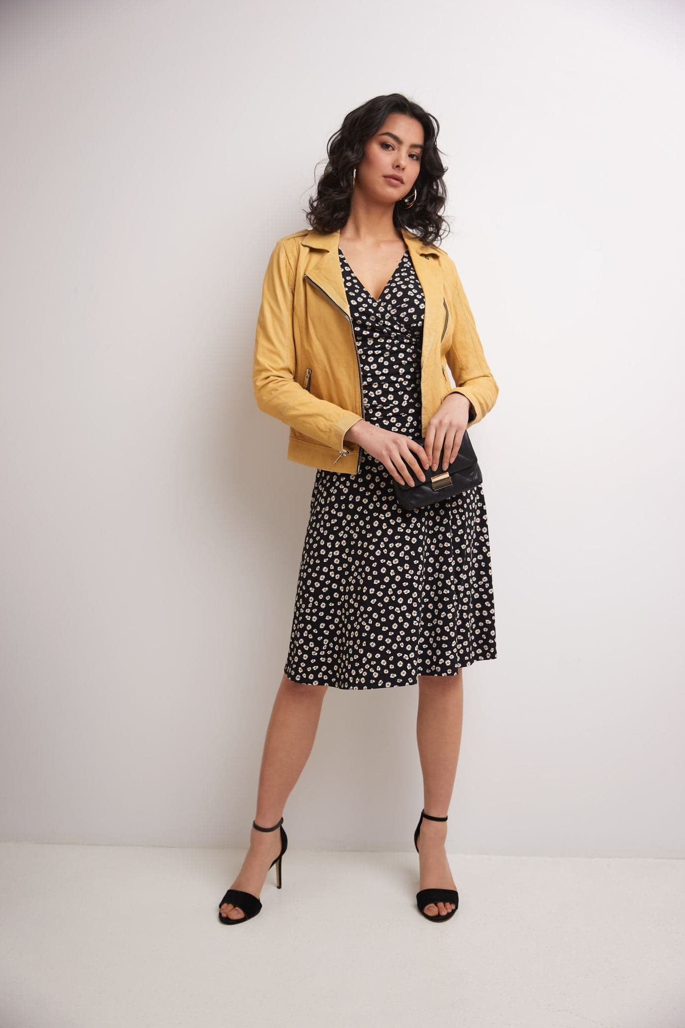Form-fitting 3/4 Sleeve Dress with Ruching