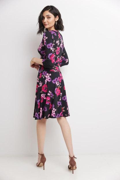 Form-fitting 3/4 Sleeve Dress with Ruching