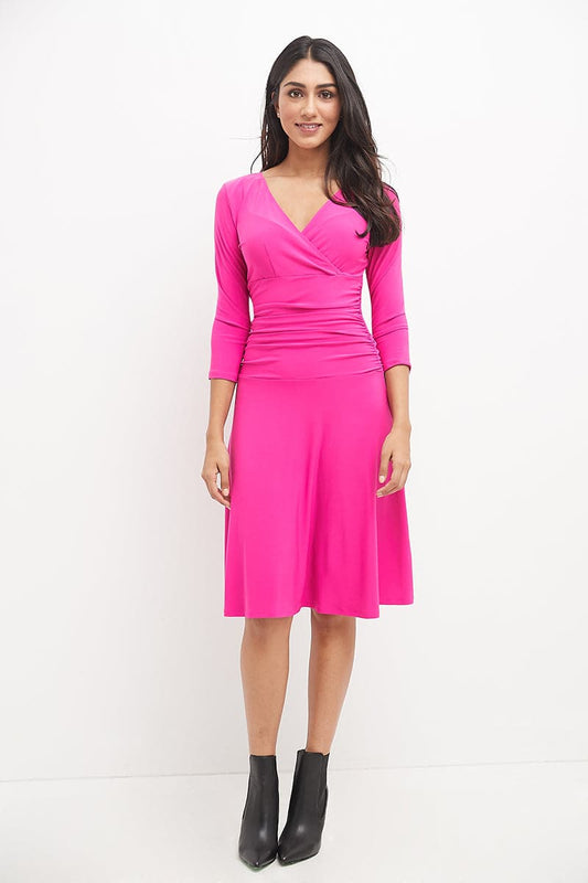 Form-fitting 3/4 Sleeve Dress with Ruching