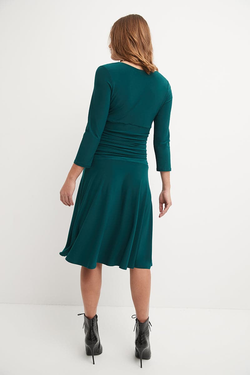 Form-fitting 3/4 Sleeve Dress with Ruching