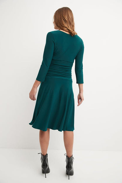 Form-fitting 3/4 Sleeve Dress with Ruching