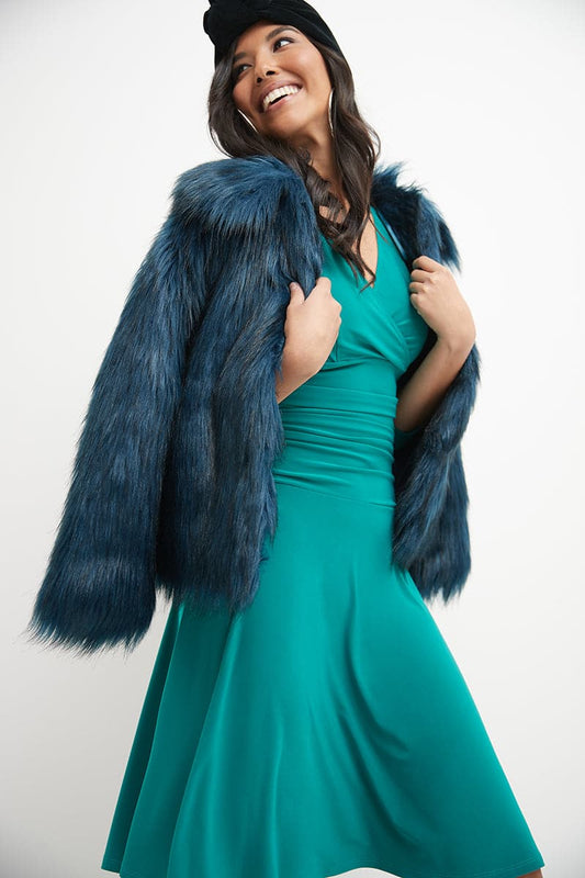 Form-fitting 3/4 Sleeve Dress with Ruching