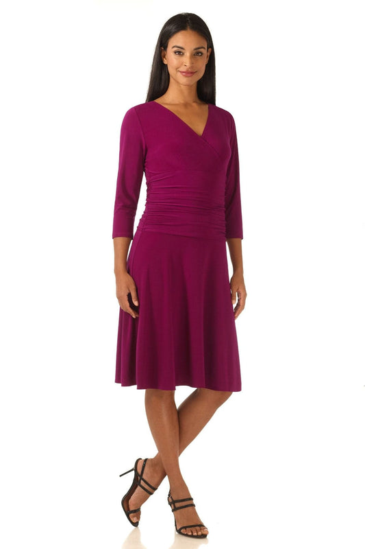 Form-fitting 3/4 Sleeve Dress with Ruching