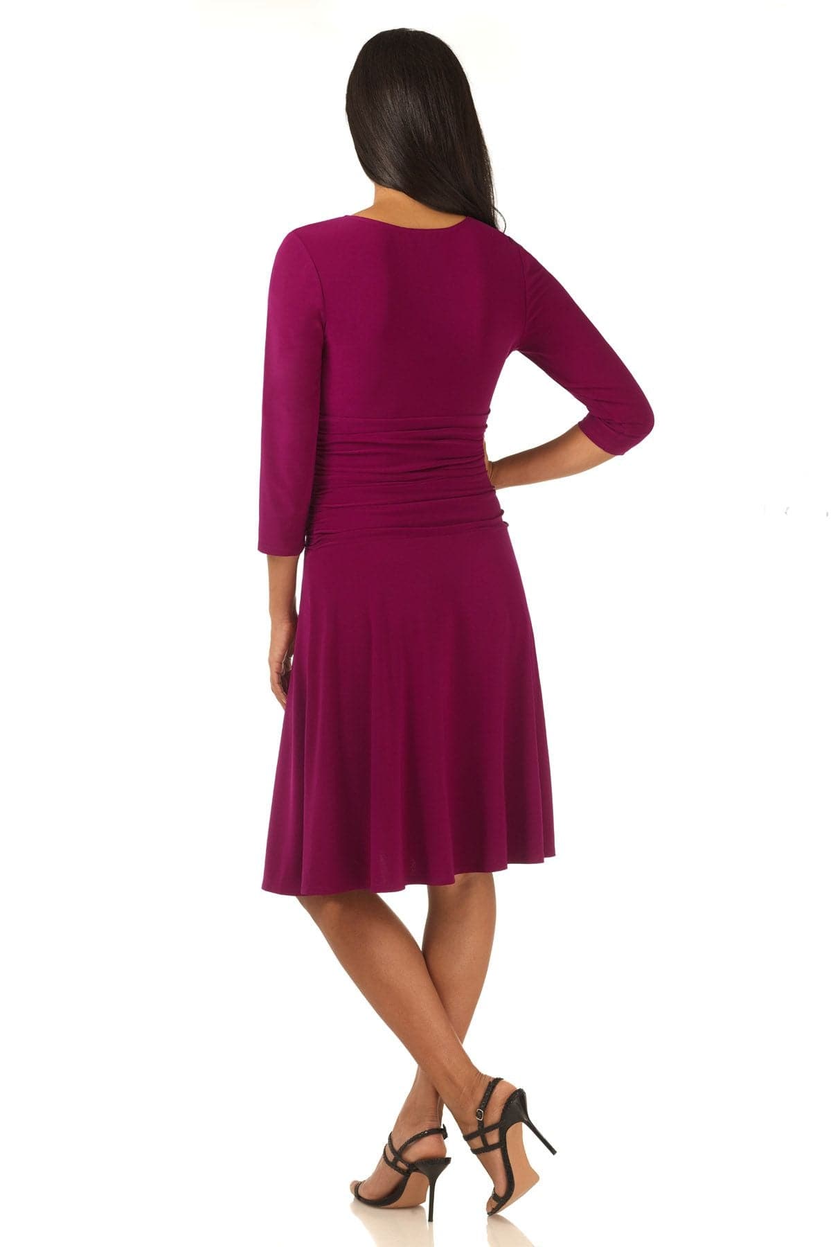 Form-fitting 3/4 Sleeve Dress with Ruching