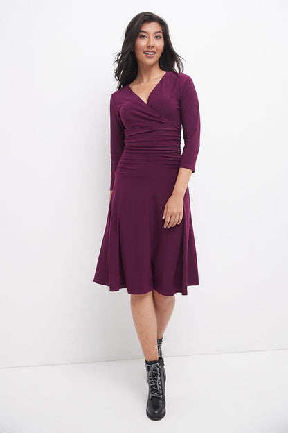 Form-fitting 3/4 Sleeve Dress with Ruching
