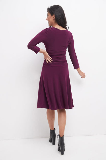 Form-fitting 3/4 Sleeve Dress with Ruching