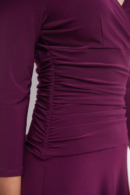 Form-fitting 3/4 Sleeve Dress with Ruching