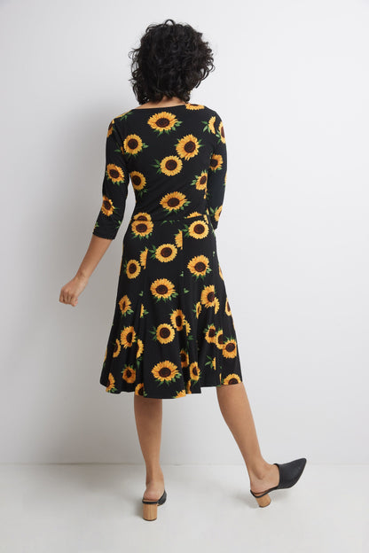 Flared Business Dress with 3/4 Sleeves