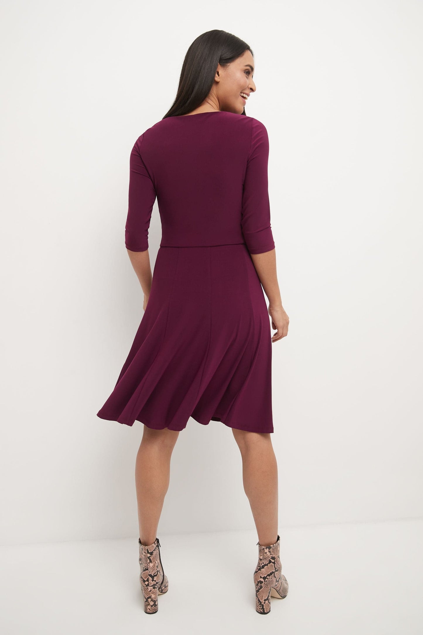 Flared Business Dress with 3/4 Sleeves