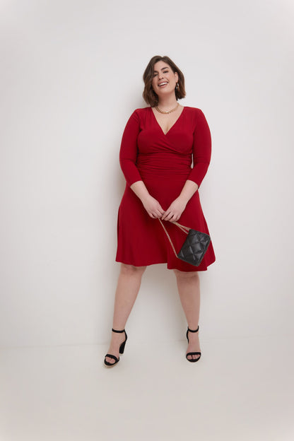 Curvy Form-Fitting Ruched Dress with Tummy Control