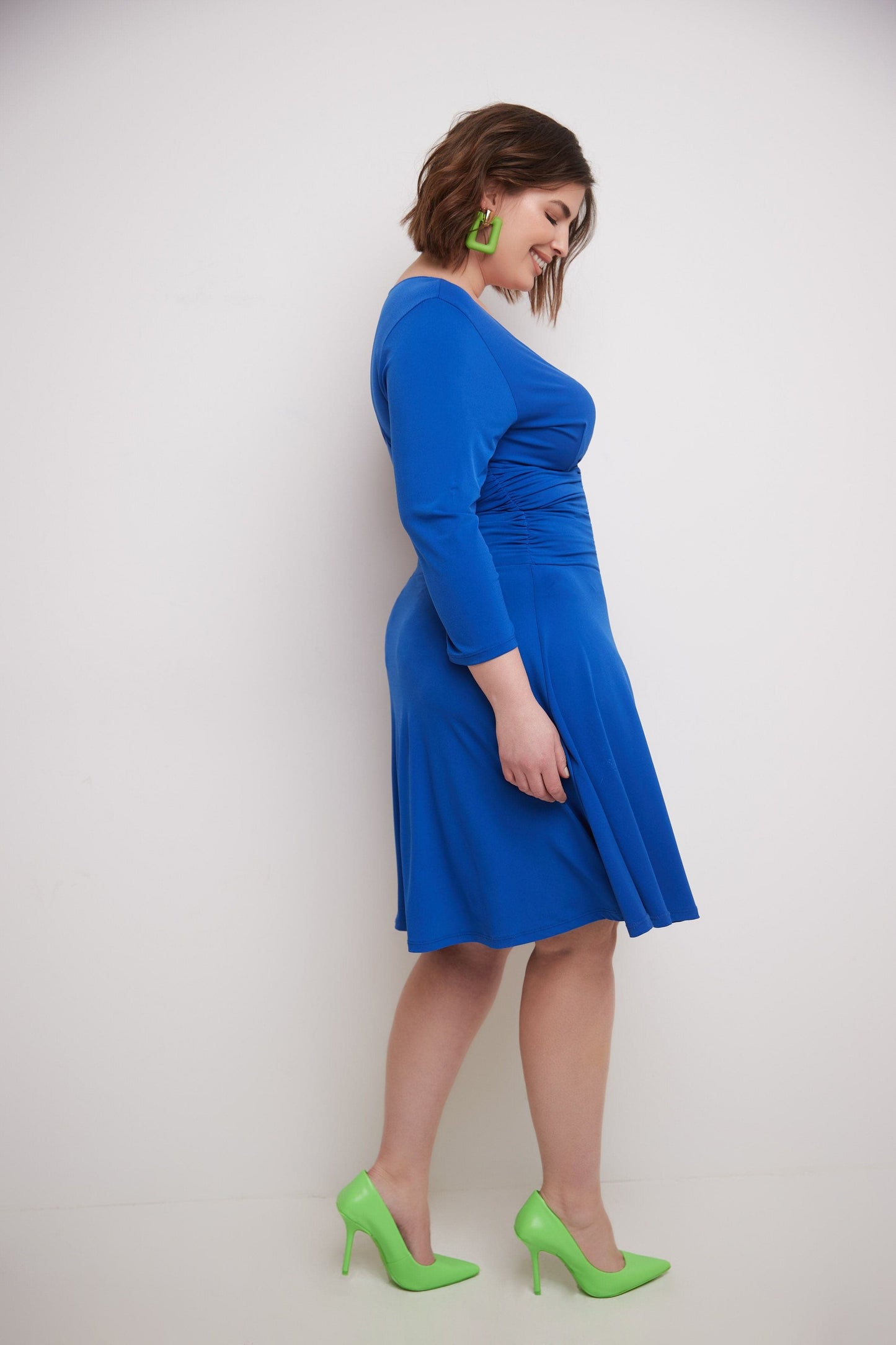 Curvy Form-Fitting Ruched Dress with Tummy Control