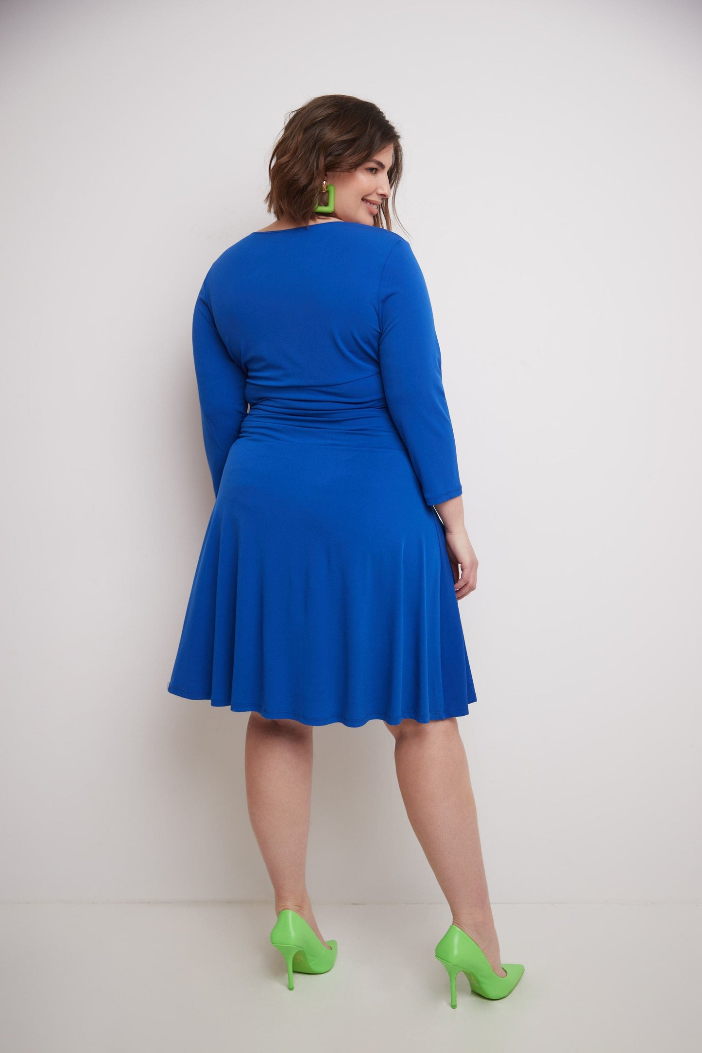 Curvy Form-Fitting Ruched Dress with Tummy Control
