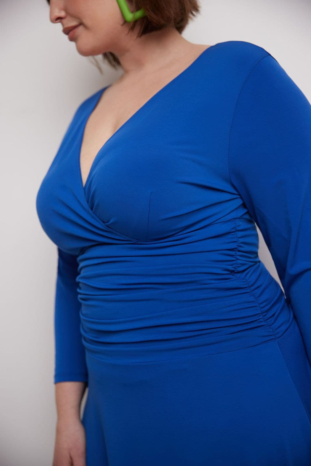 Curvy Form-Fitting Ruched Dress with Tummy Control