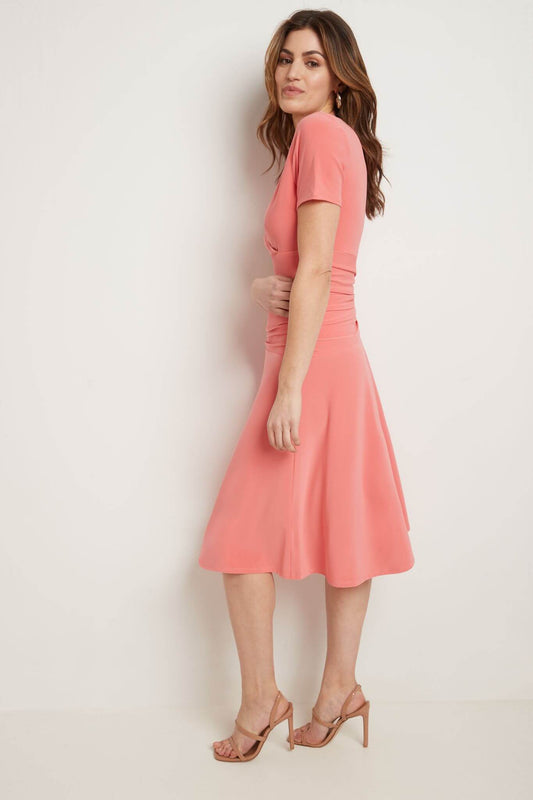 Form-fitting Short Sleeve Dress with Ruching
