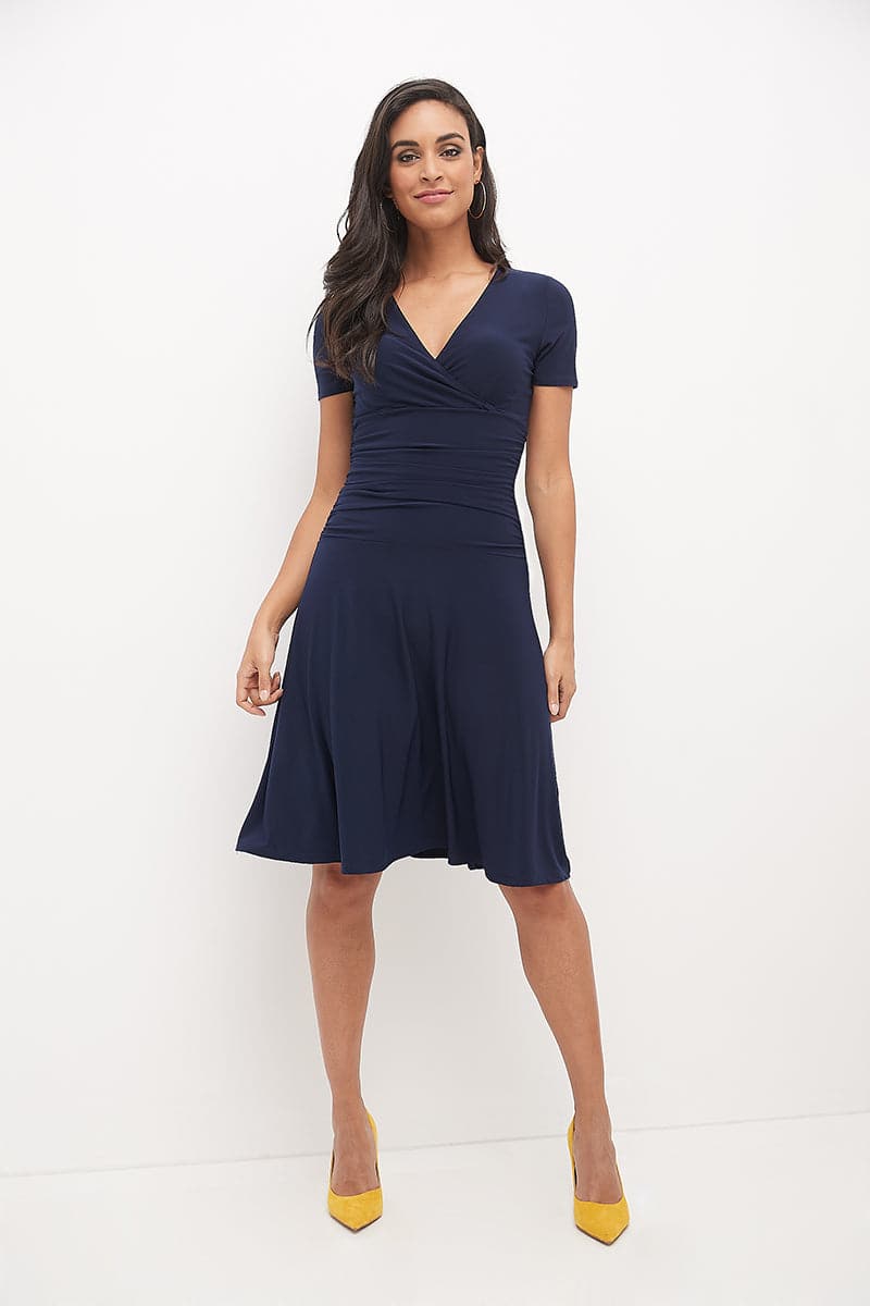 Form-fitting Short Sleeve Dress with Ruching