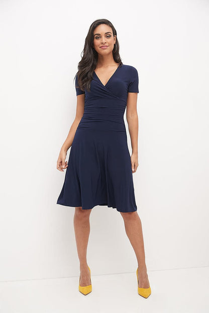Form-fitting Short Sleeve Dress with Ruching