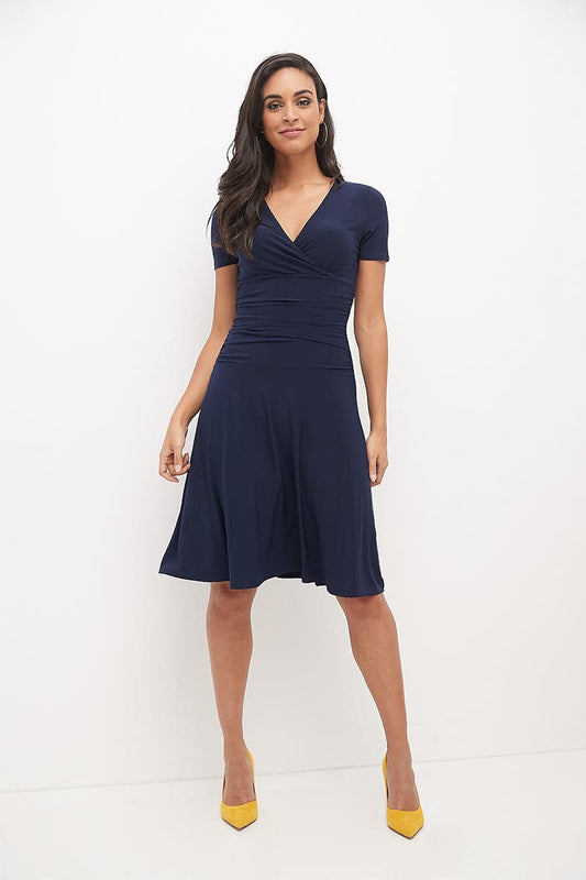 Form-fitting Short Sleeve Dress with Ruching