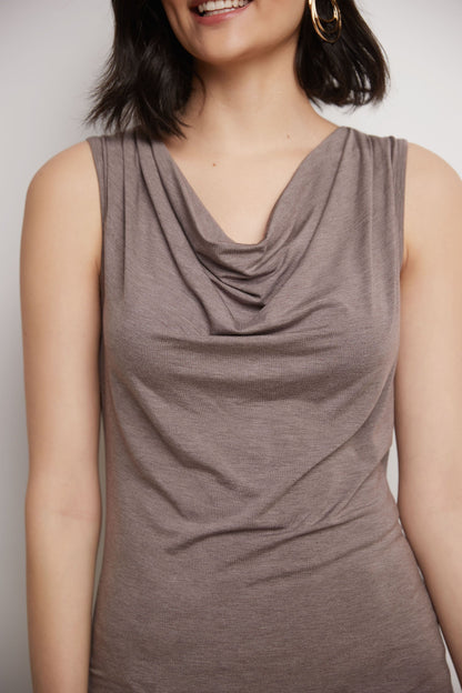 Super Soft Knit Cowl Neck Sleeveless Top