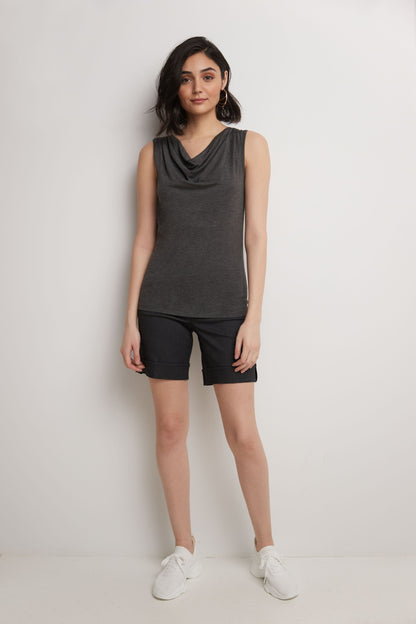 Super Soft Knit Cowl Neck Sleeveless Top