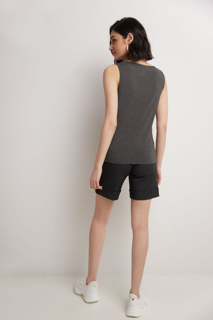 Super Soft Knit Cowl Neck Sleeveless Top