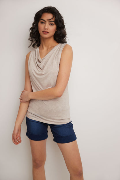Super Soft Knit Cowl Neck Sleeveless Top