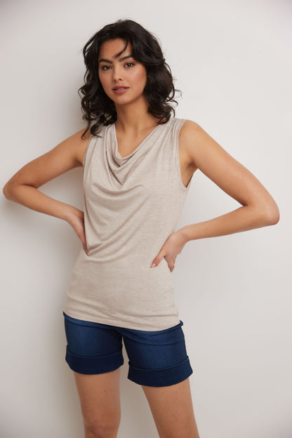Super Soft Knit Cowl Neck Sleeveless Top