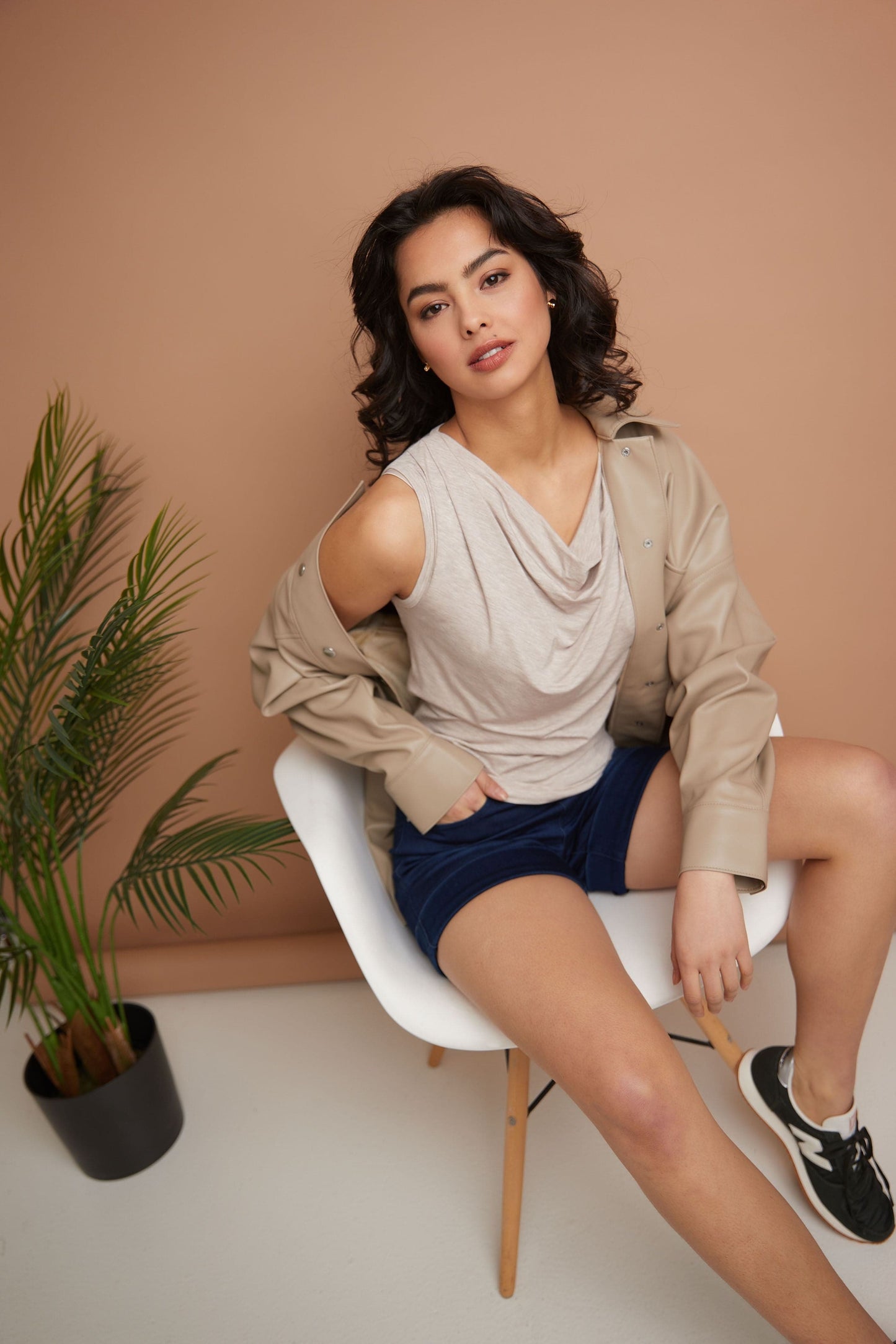 Super Soft Knit Cowl Neck Sleeveless Top