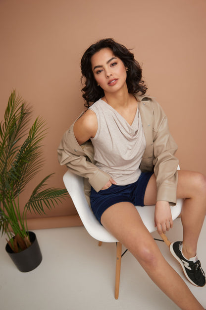 Super Soft Knit Cowl Neck Sleeveless Top