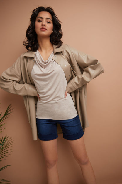 Super Soft Knit Cowl Neck Sleeveless Top