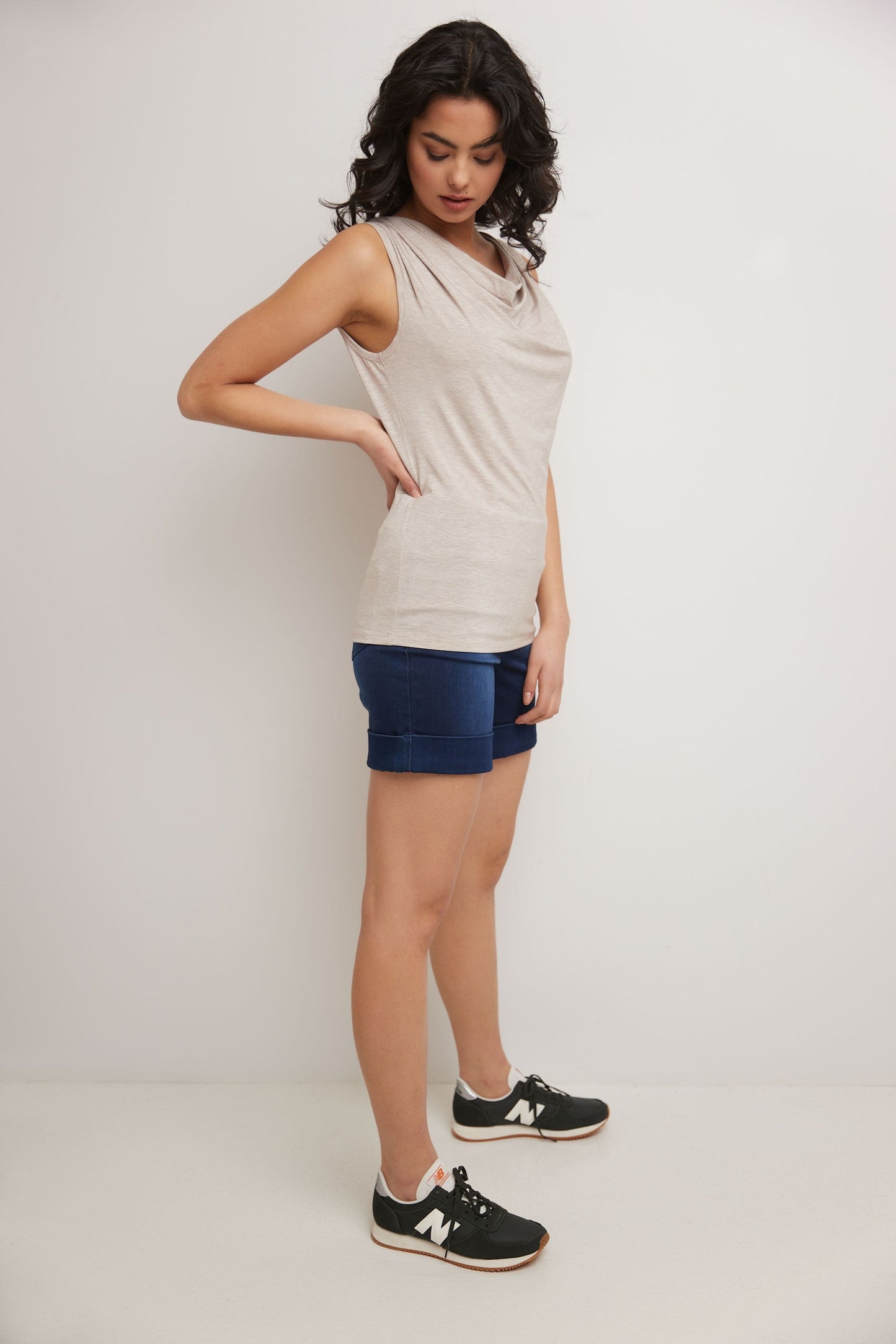 Super Soft Knit Cowl Neck Sleeveless Top