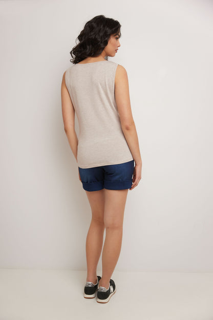 Super Soft Knit Cowl Neck Sleeveless Top