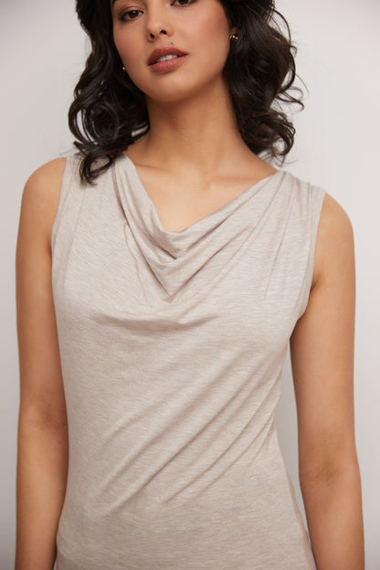 Super Soft Knit Cowl Neck Sleeveless Top