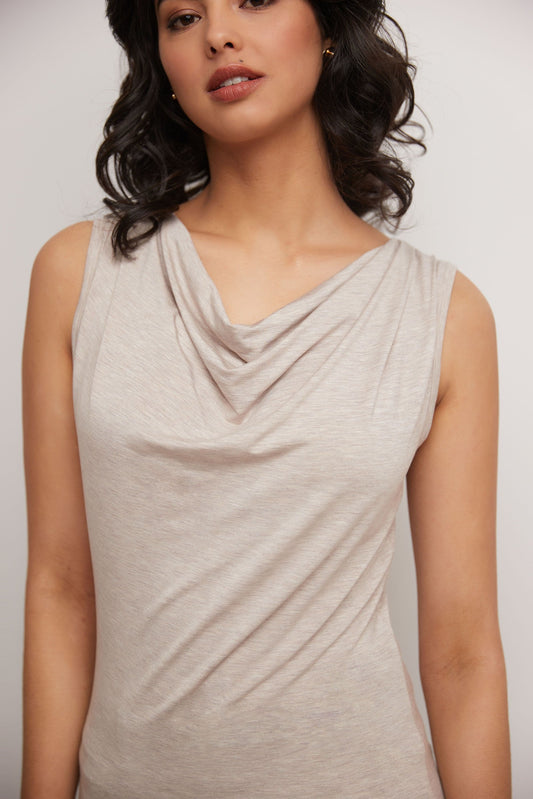 Super Soft Knit Cowl Neck Sleeveless Top