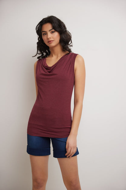 Super Soft Knit Cowl Neck Sleeveless Top