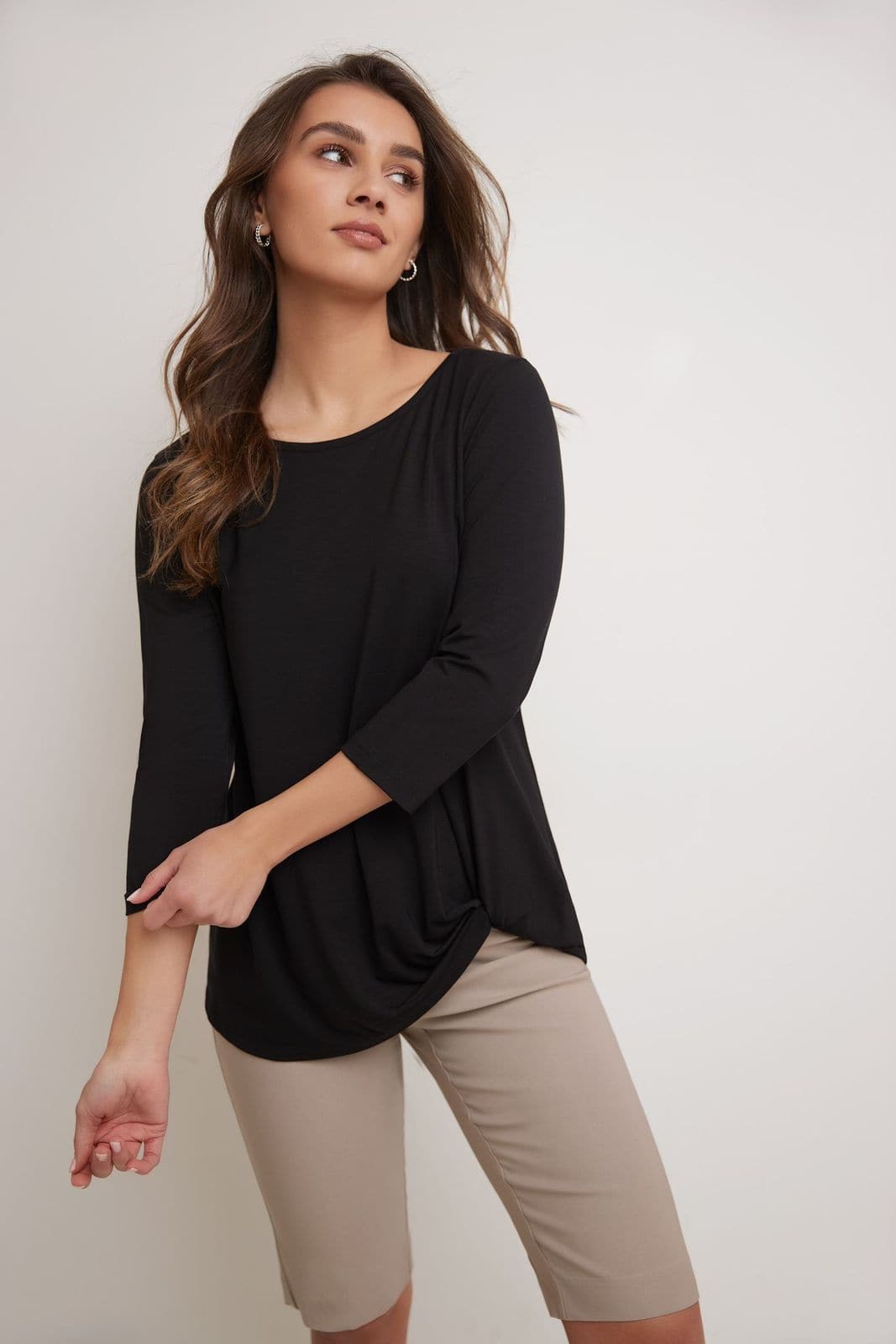 Super Soft Knit Top with Knot Detail and 3/4 Sleeves