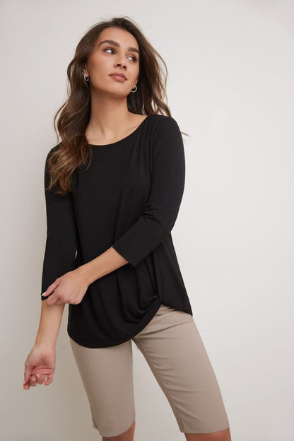 Super Soft Knit Top with Knot Detail and 3/4 Sleeves
