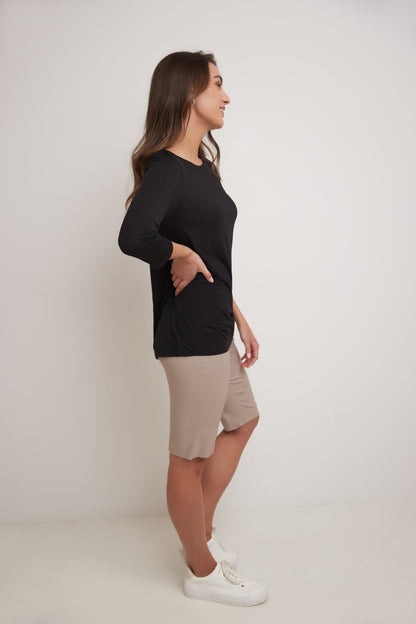 Super Soft Knit Top with Knot Detail and 3/4 Sleeves