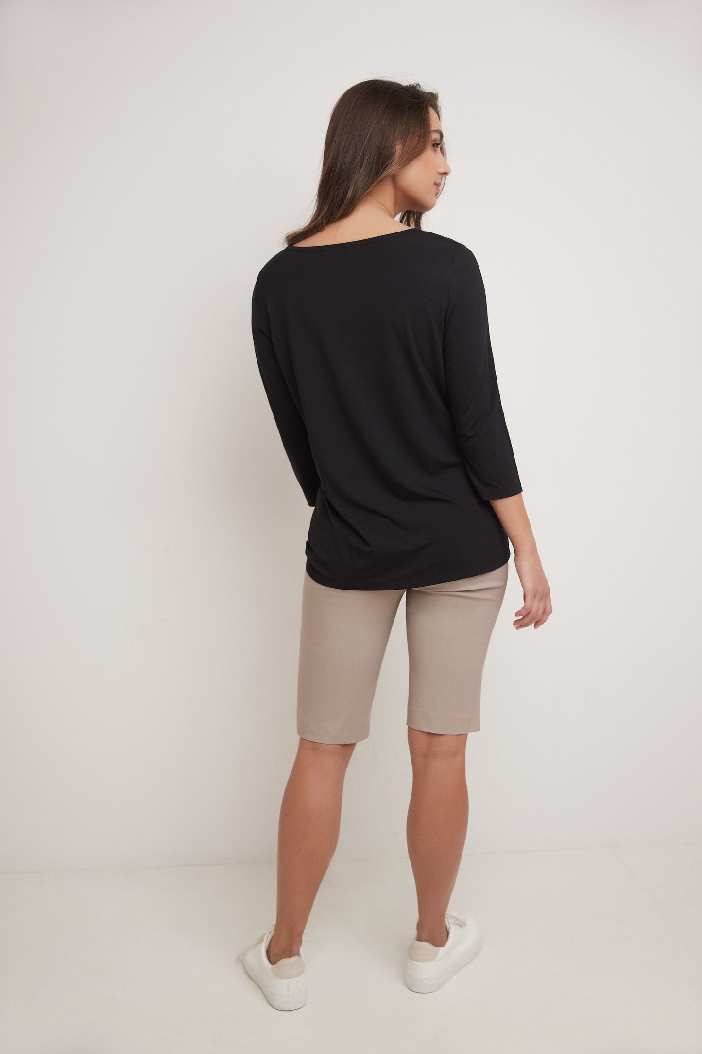 Super Soft Knit Top with Knot Detail and 3/4 Sleeves
