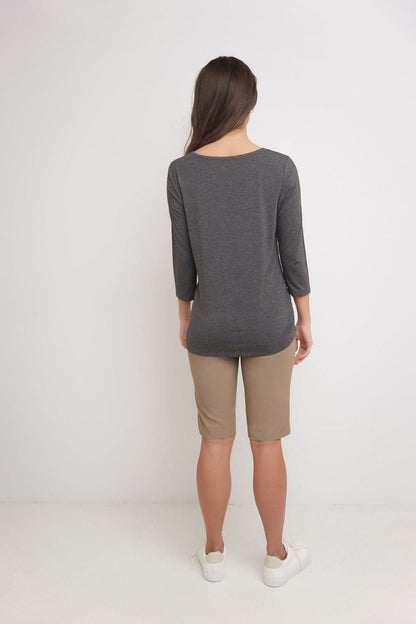 Super Soft Knit Top with Knot Detail and 3/4 Sleeves