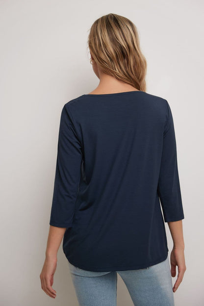 Super Soft Knit Top with Knot Detail and 3/4 Sleeves