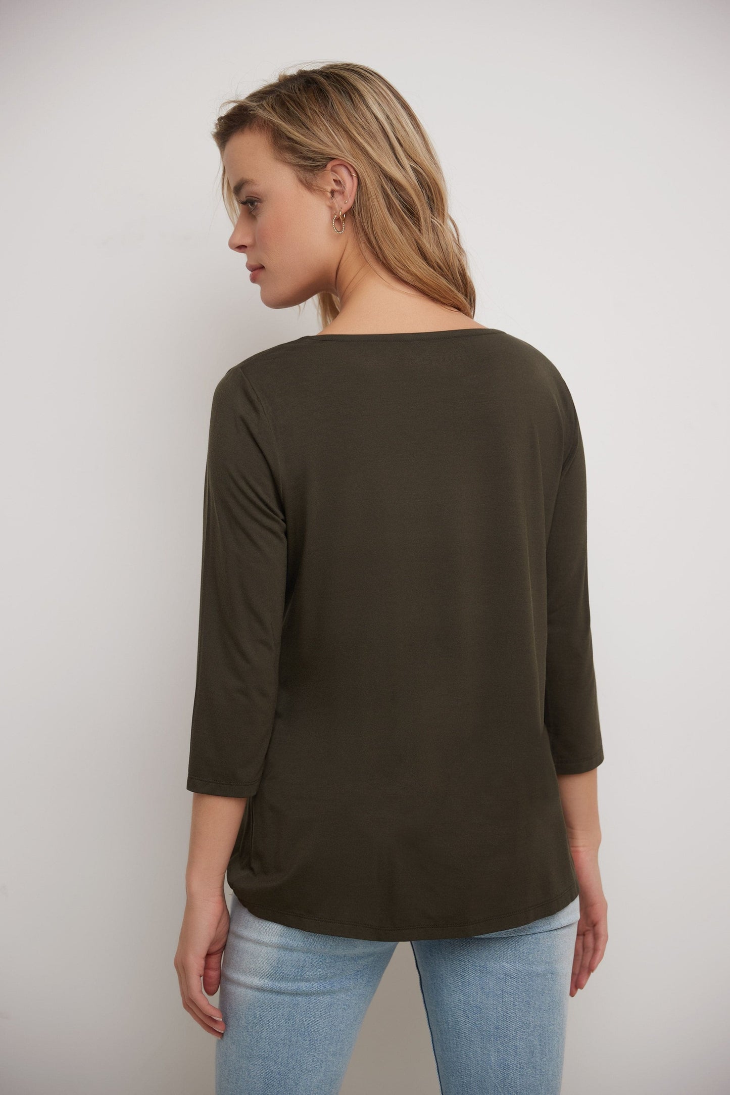 Super Soft Knit Top with Knot Detail and 3/4 Sleeves