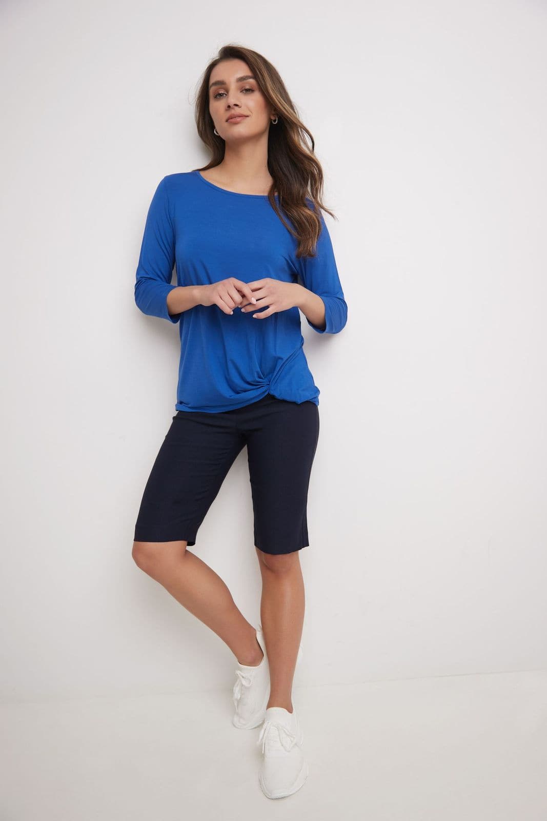 Super Soft Knit Top with Knot Detail and 3/4 Sleeves