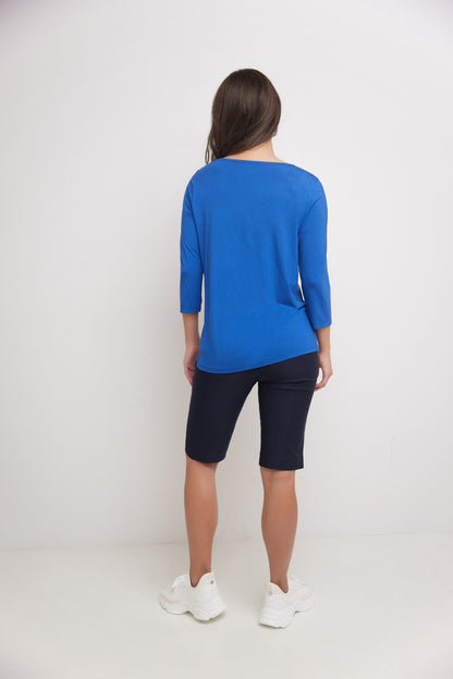 Super Soft Knit Top with Knot Detail and 3/4 Sleeves