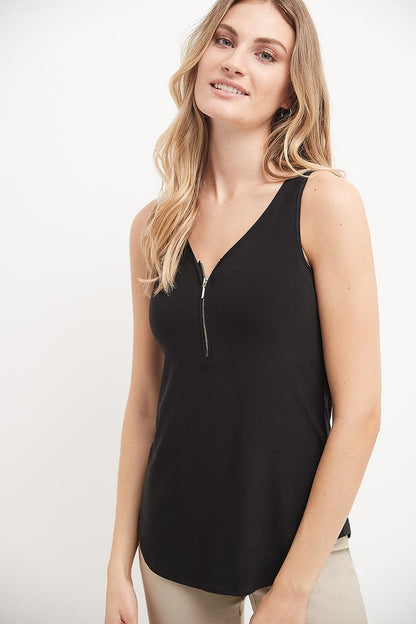 Sleeveless Business Casual Top with Front Zipper